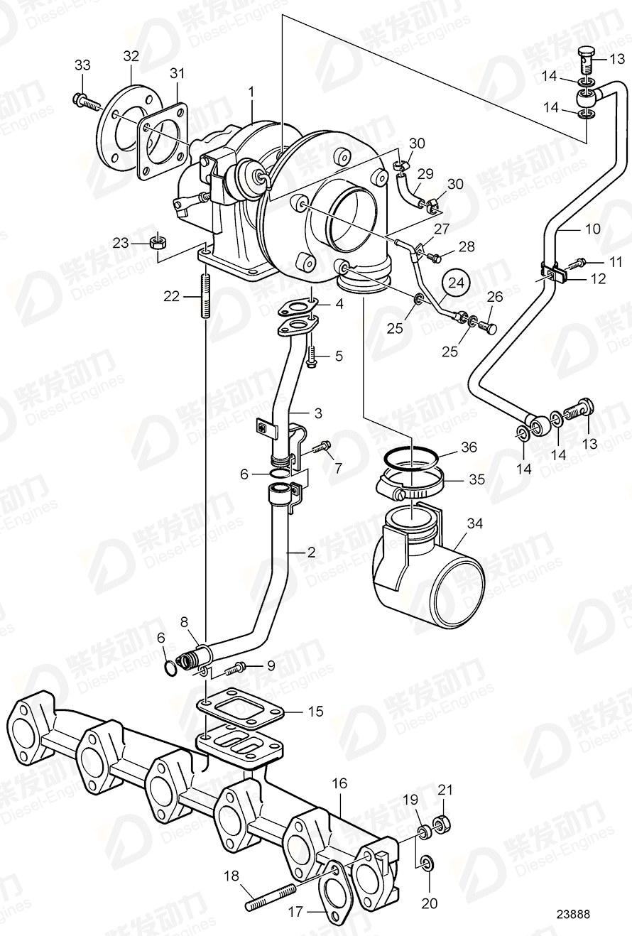 VOLVO Turbocharger 3801364 Drawing
